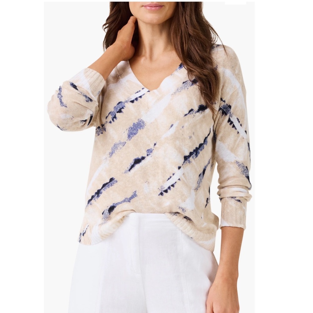 Nic+Zoe Neutral Moves Supersoft Sweater V-Neck Tie Dye Womens Size 3X NWT